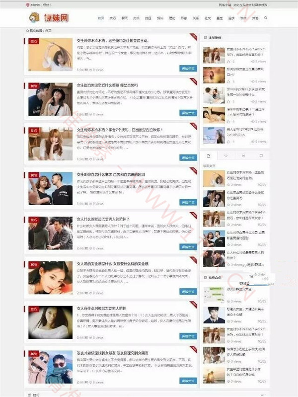 wordpress撩妹网文章门户网站模板-带手机版