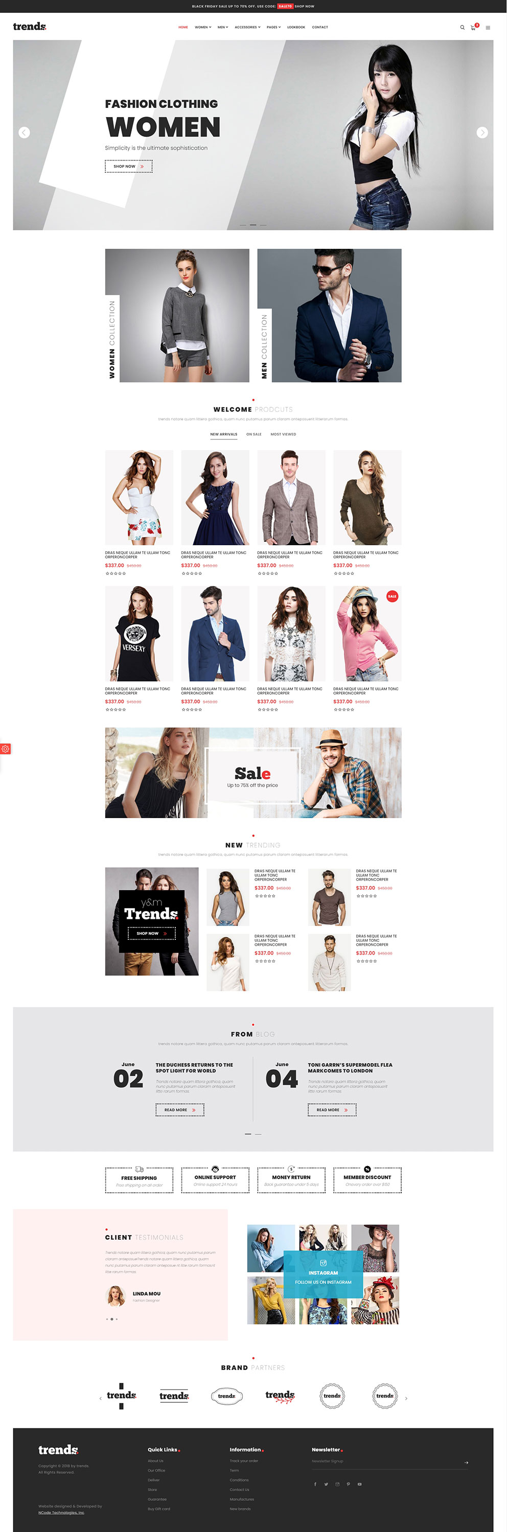 响应式品牌服装服饰在线商城WordPress网站模板预览图