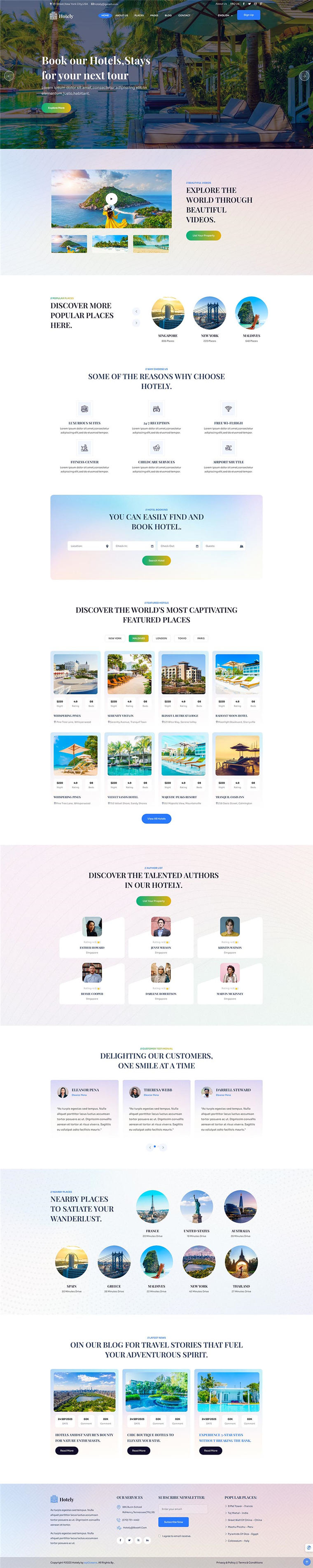 响应式旅游在线预订酒店预订企业网站UI网站模板源码预览图