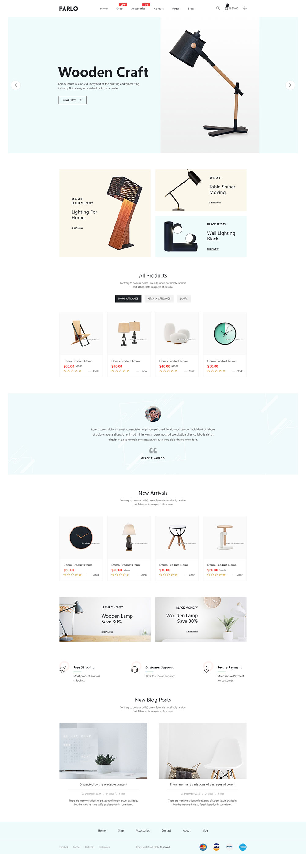简洁Bootstrap家具装饰品居家用品商城网站WordPress模板预览图