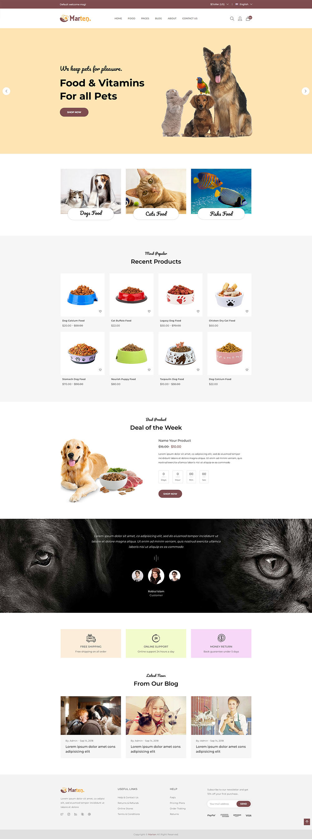 响应式宠物狗粮食品电子商城企业网站bootstrap网站模板预览图