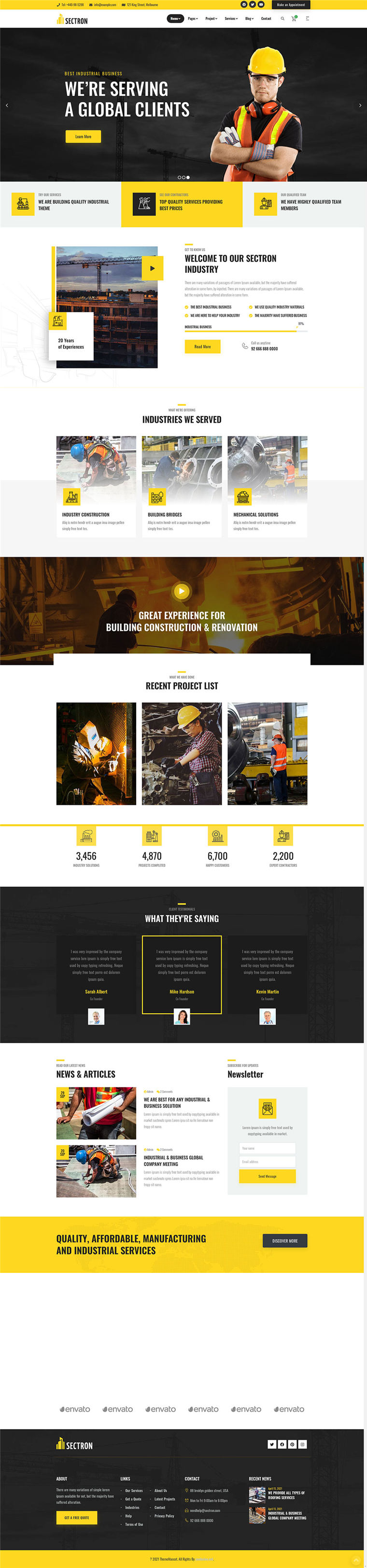 响应式HTML5建筑工程集团企业网站WordPress模板预览图