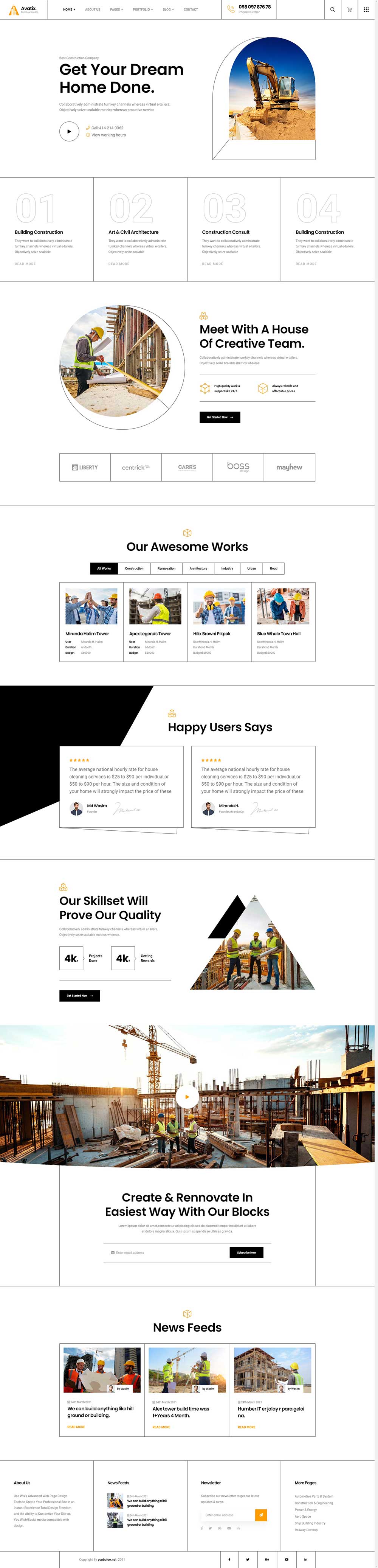 响应式建筑工程施工网站设计建筑公司HTML5网站模板预览图
