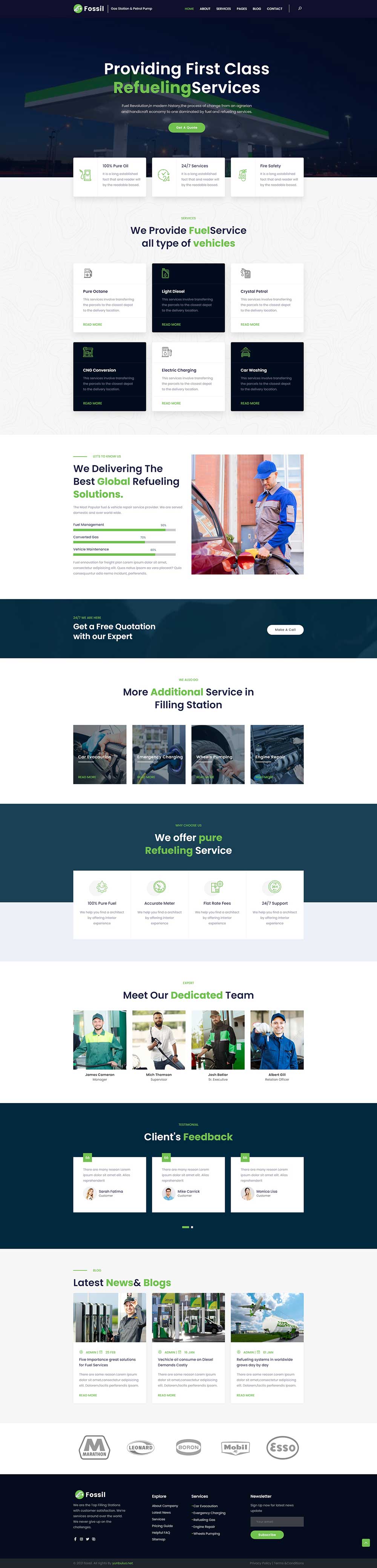 加油站网站模板设计加油站bootstrap网站设计源码模板预览图