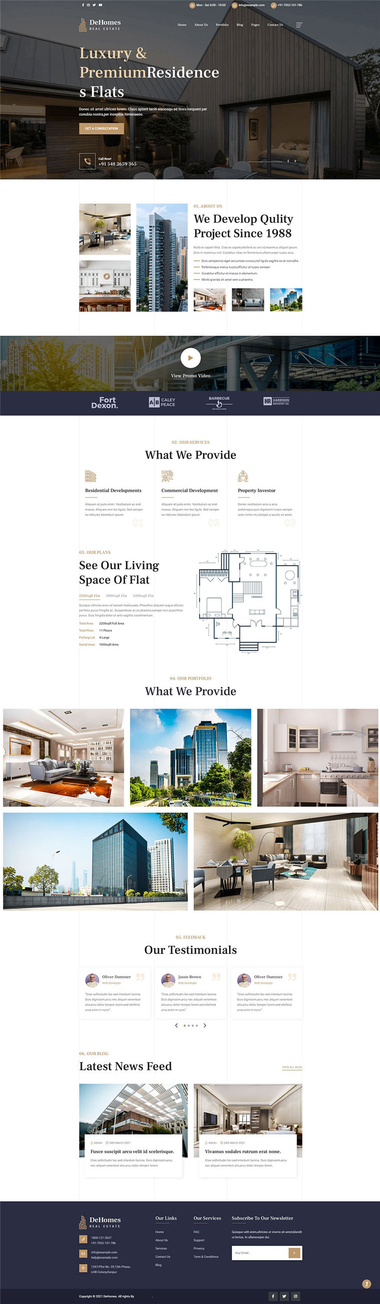响应式HTML5房地产房屋交易开发商企业网站WordPress模板预览图