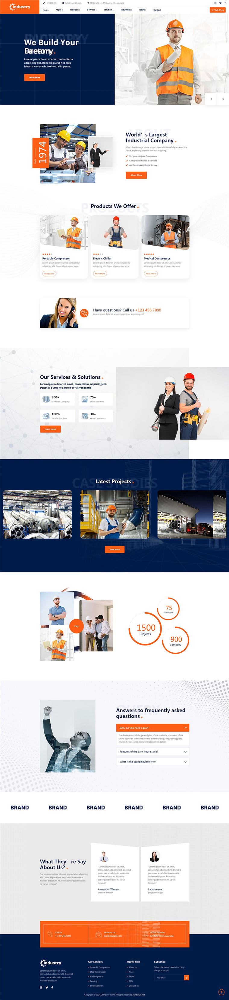 HTML5现代工业制造生产公司宣传网站WordPress模板预览图