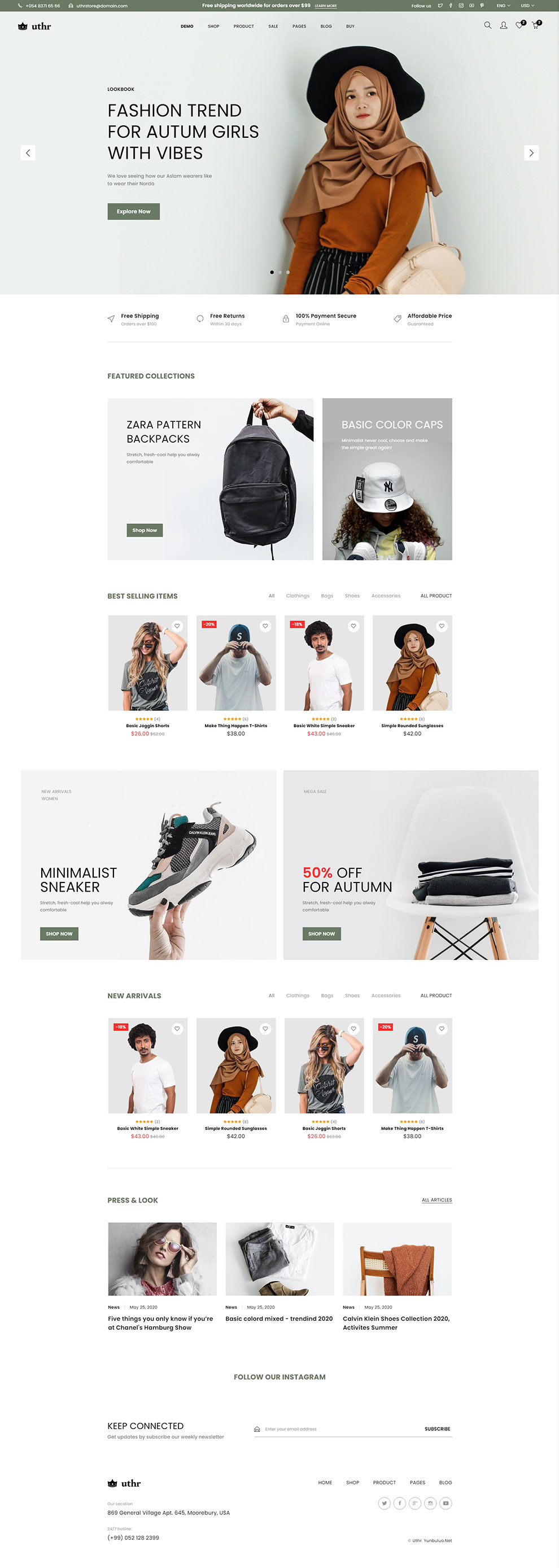 响应式服饰服装饰品购物商城网站WordPress模板预览图
