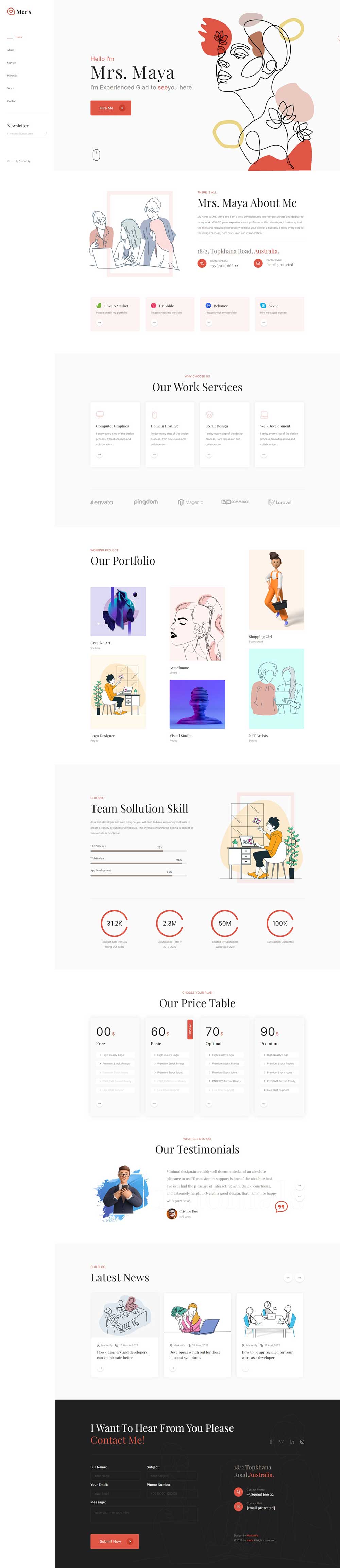 创意个人主页HTML5个人介绍简历作品集网站模板预览图