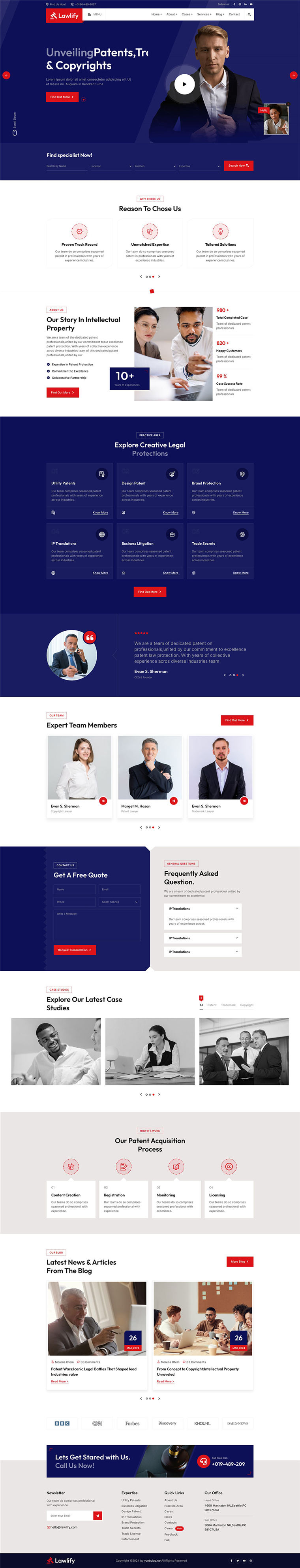 响应式HTML5律师事务所法律法务工作WordPress网站模板预览图