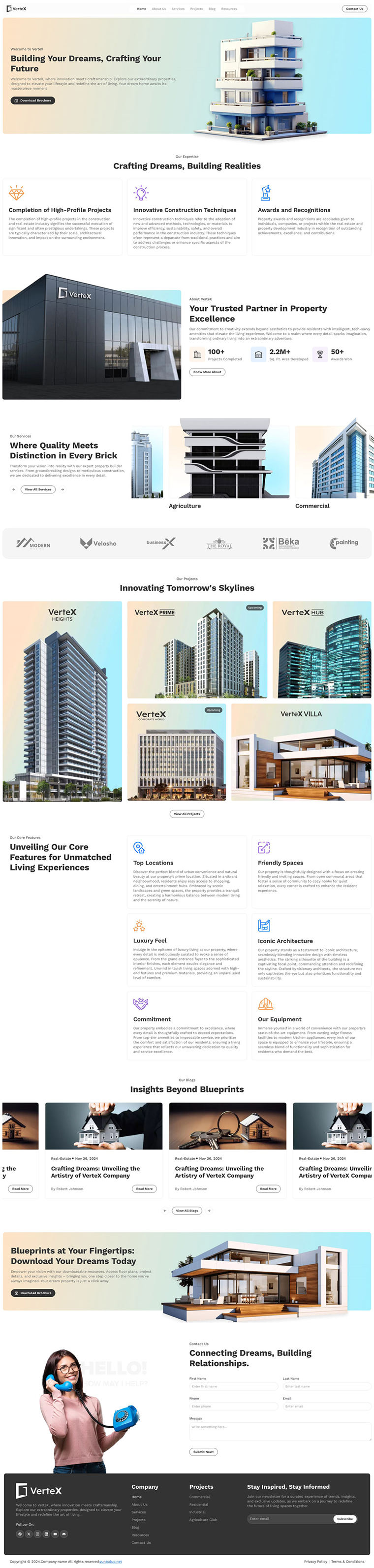 响应式建筑工程项目服务设计公司网站WordPress模板预览图