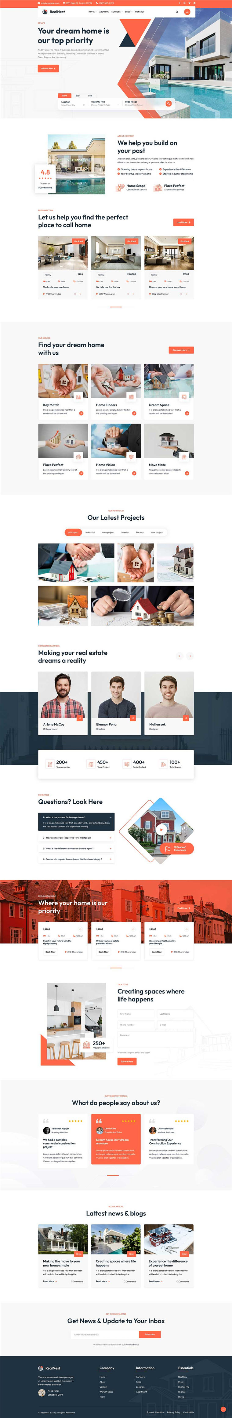 响应式Bootstrap房地产信息查询销售WordPress网站模板预览图