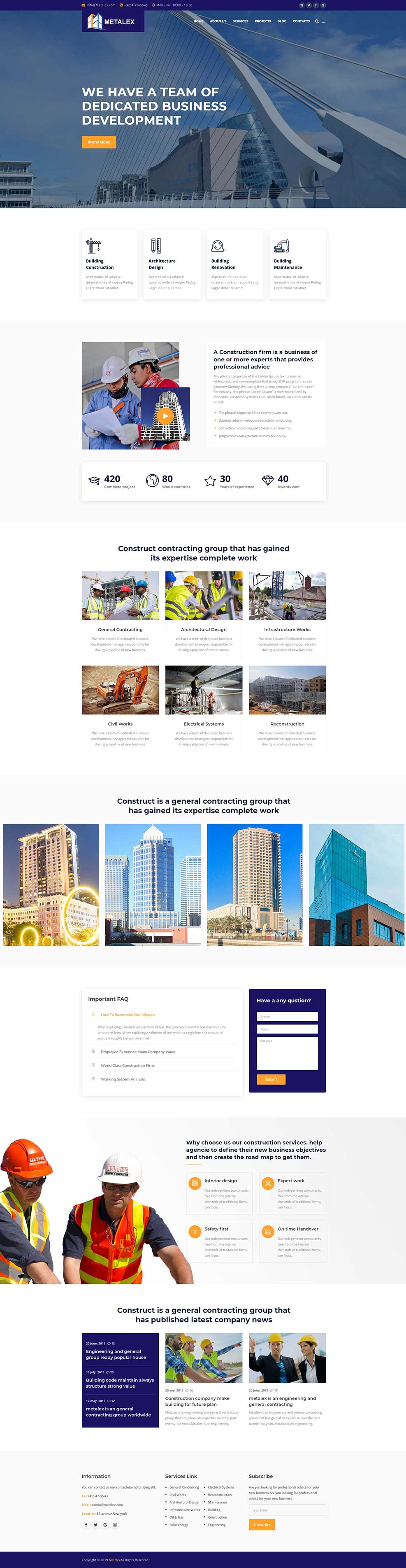 响应式建筑建设道路施工公司网站WordPress主题模板预览图