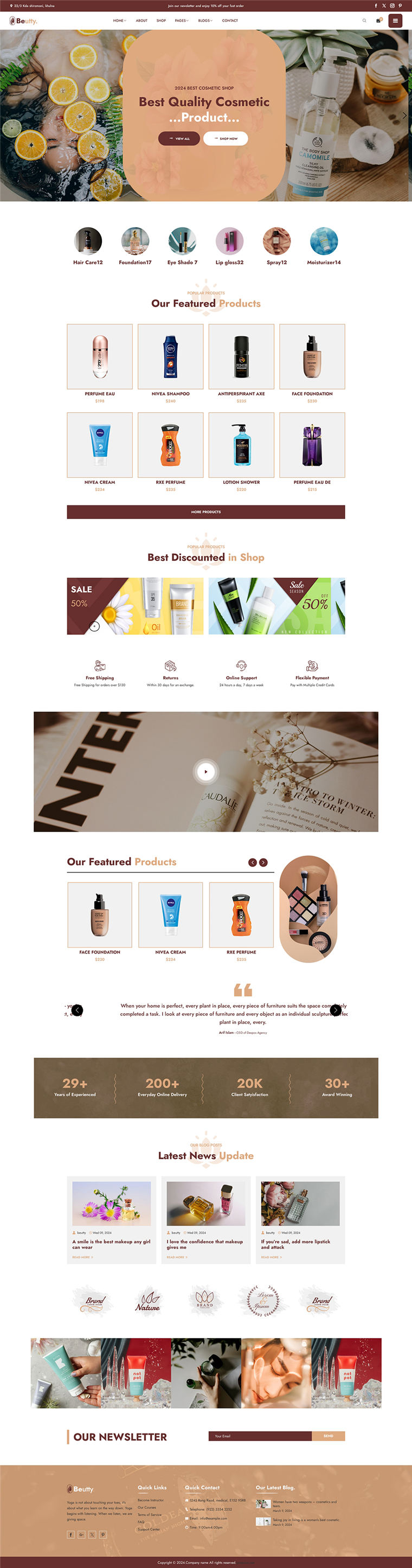 响应式HTML5化妆品店在线宣传网站WordPress模板预览图