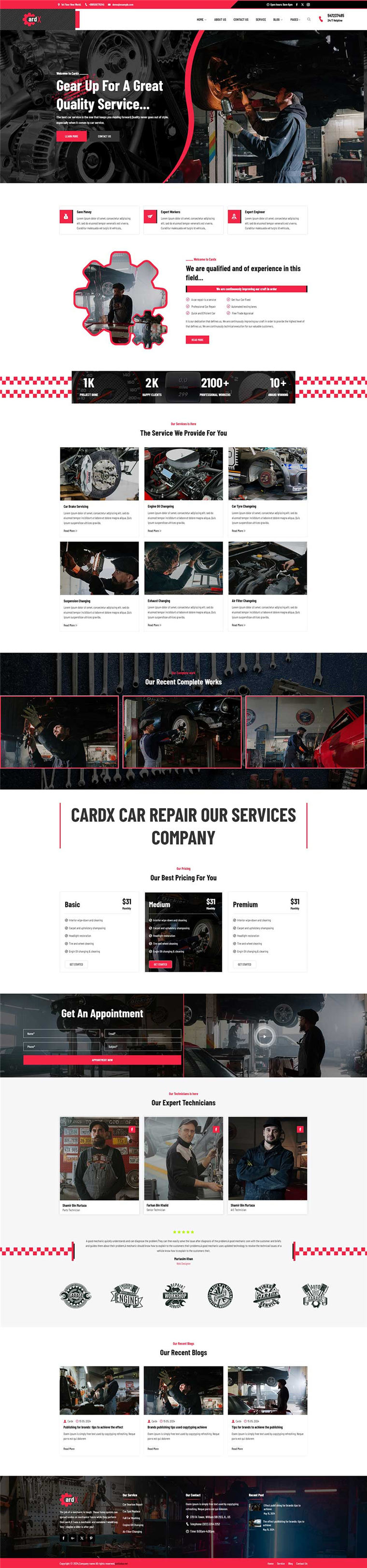 响应式HTML5汽车服务公司宣传网站WordPress模板预览图