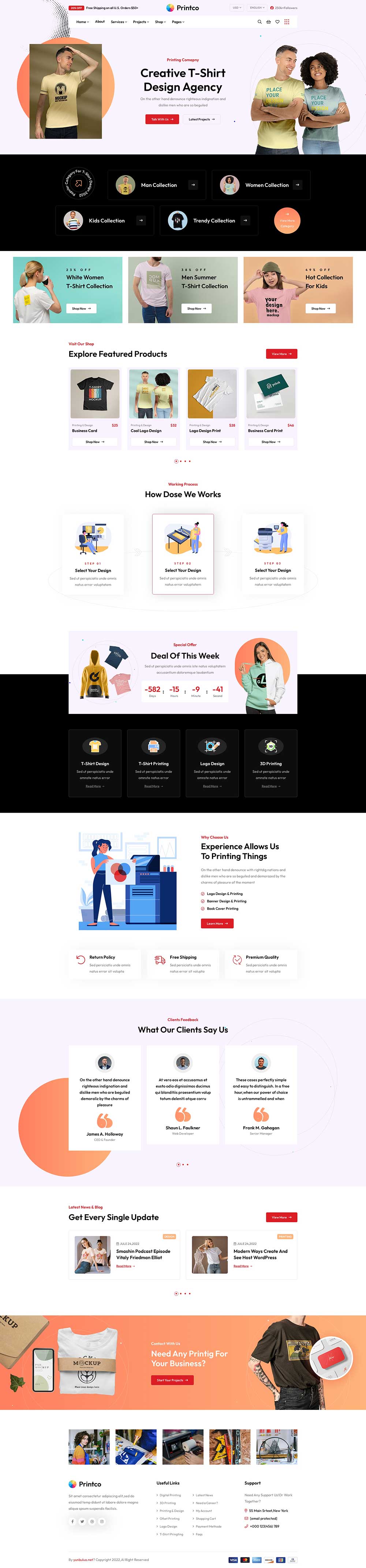 响应式HTML5印刷公司和设计服务WordPress网站模版预览图