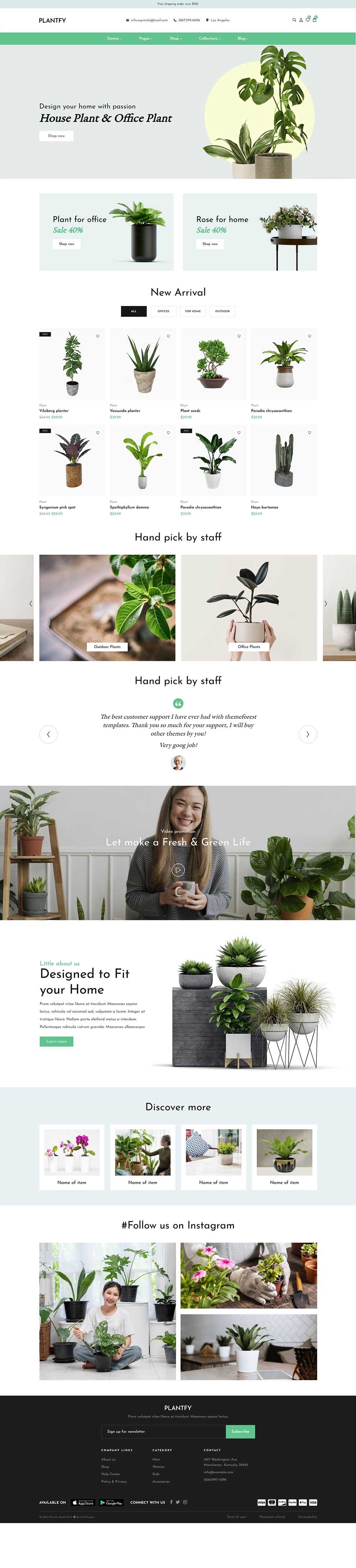 绿植盆栽电子商务商城网站WebWordPress网站模板预览图