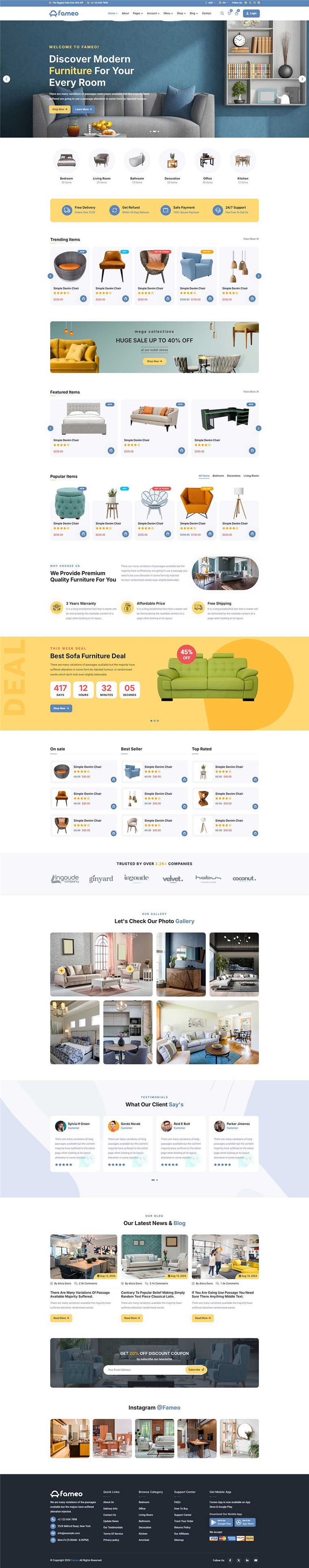 HTML5家具店室内设计网站Bootstrap模板WordPress模板预览图