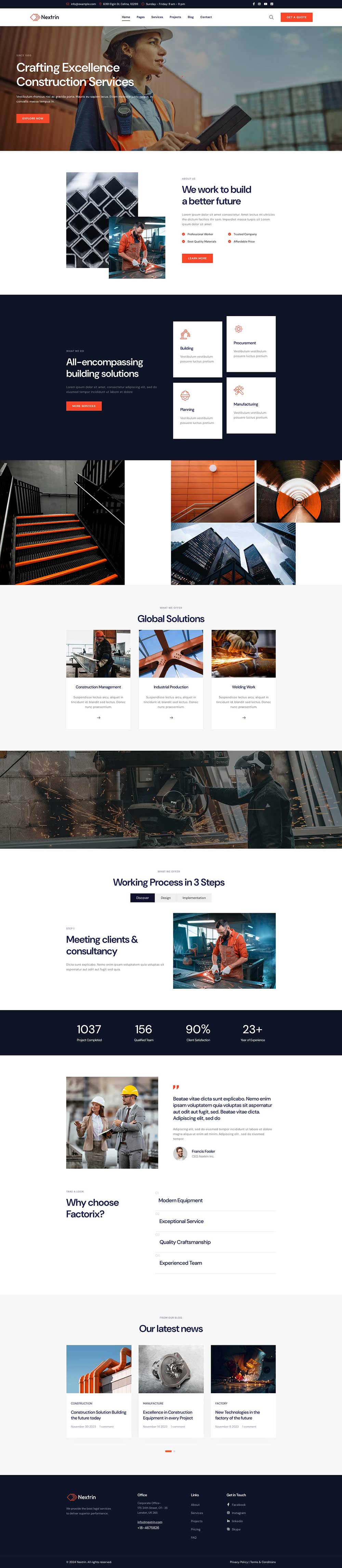 响应式工业建筑施工公司WordPress网站模版预览图