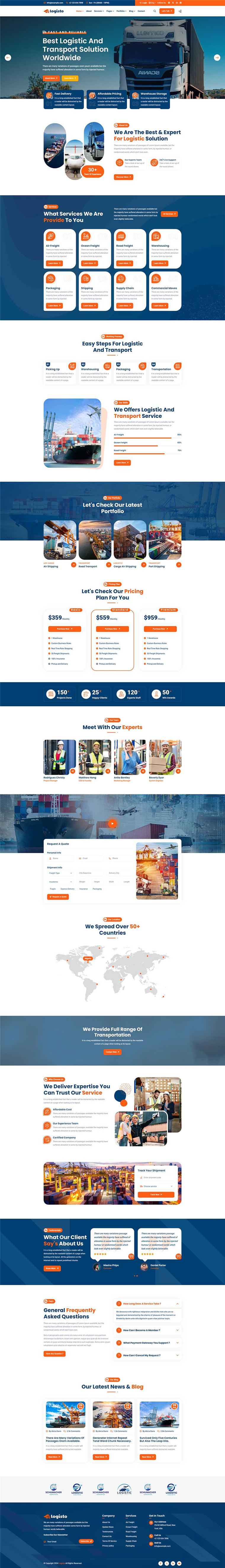 货运快递运输公司物流行业网站webWordpress网站模板预览图