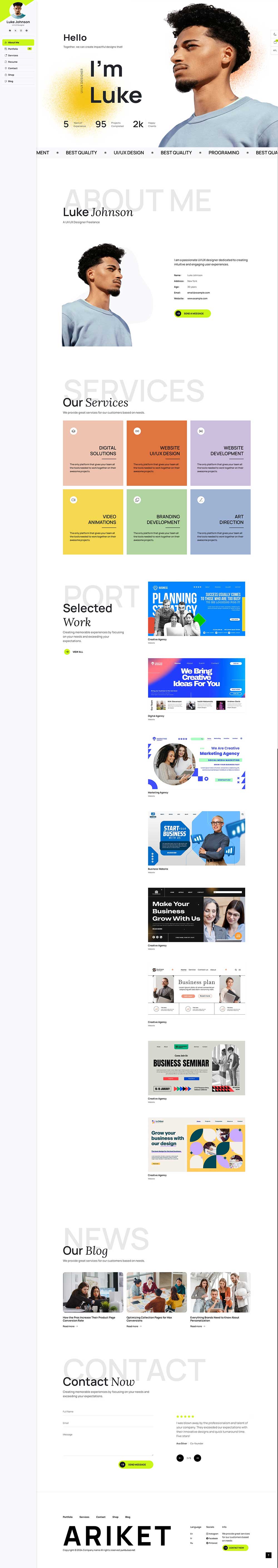 UX/UI设计师岗位个人简历作品WordPress网站模板预览图