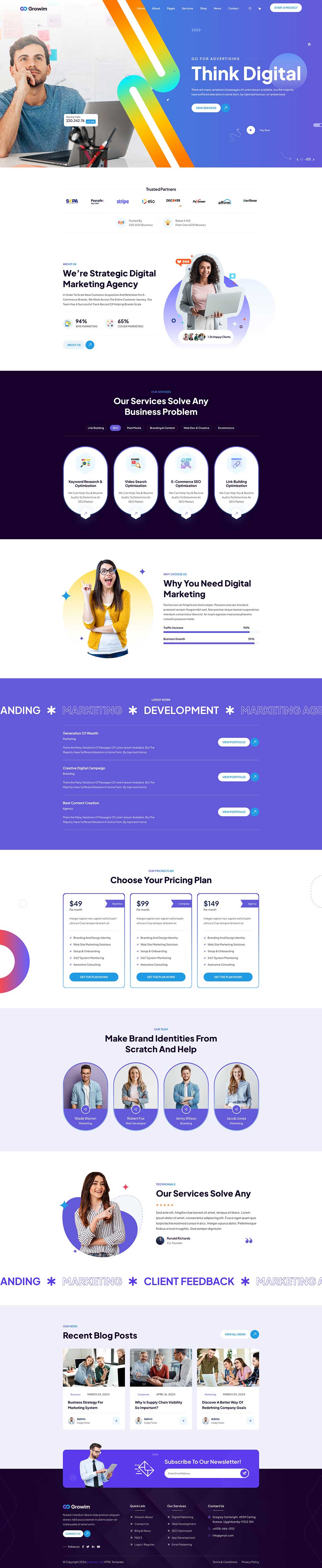 创意网络公司数字营销企业Bootstrap5WordPress网站模板预览图
