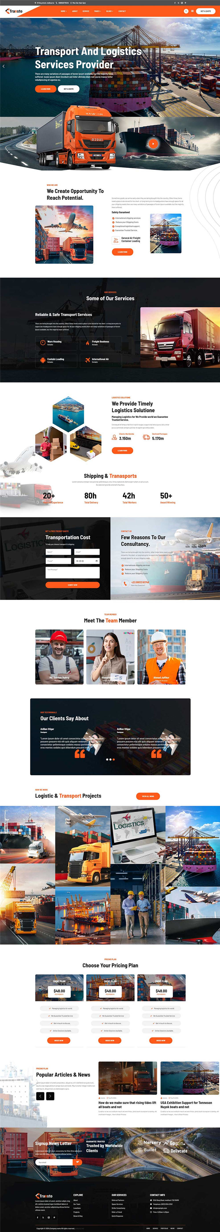 响应式HTML5物流运输服务提供商企业WordPress网站模板预览图