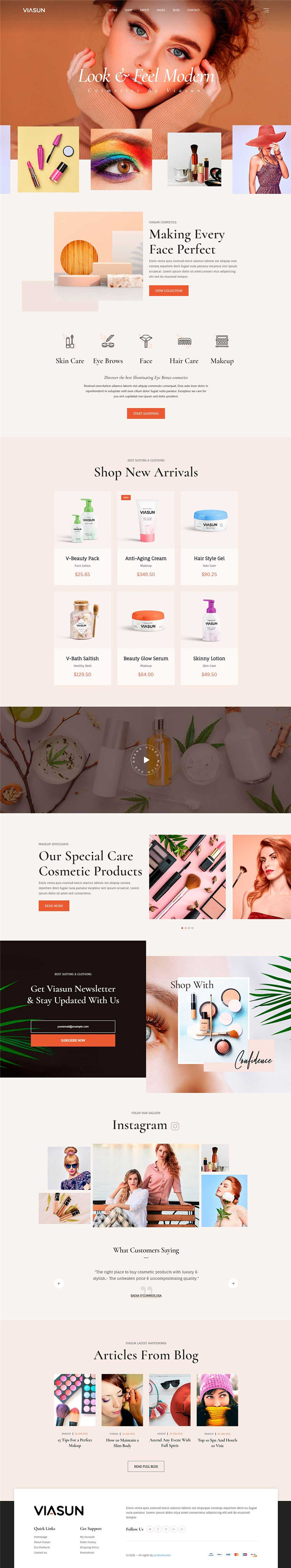 现代HTML5化妆品店电商销售在线商城WordPress网站模板预览图
