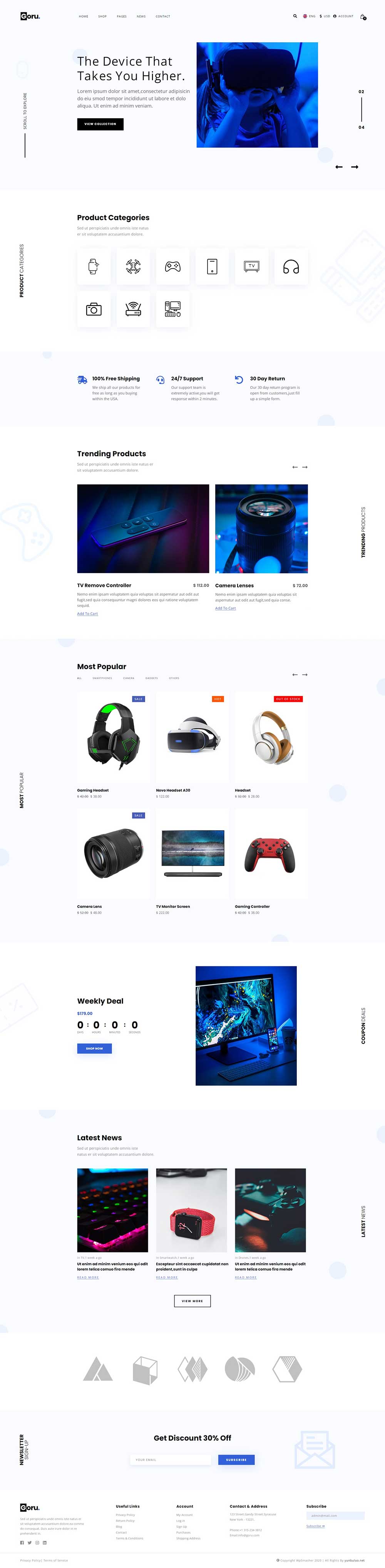 响应式电子产品购物电商企业官网WebWordPress网站模板预览图