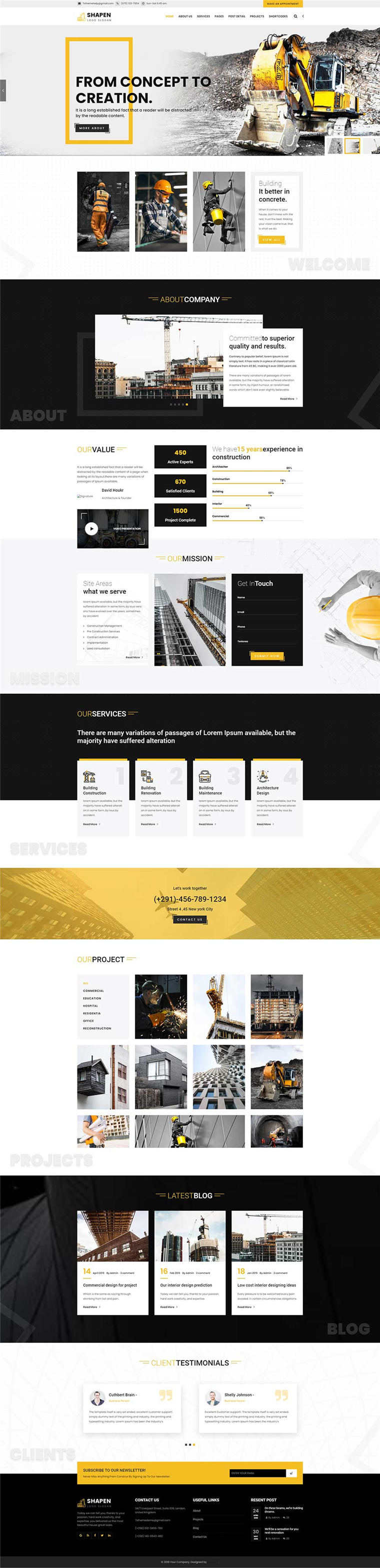 响应式建筑公司工程施工企业网站HTML5模板预览图