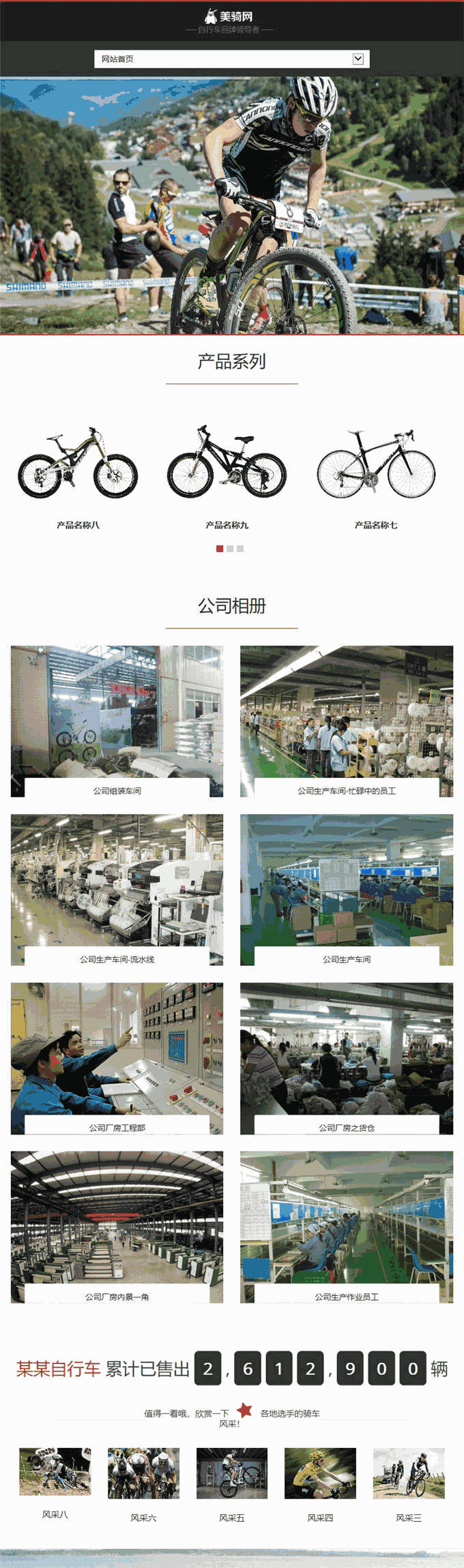 品牌自行车山地自行车儿童自行车企业网站Wordpress模板效果图