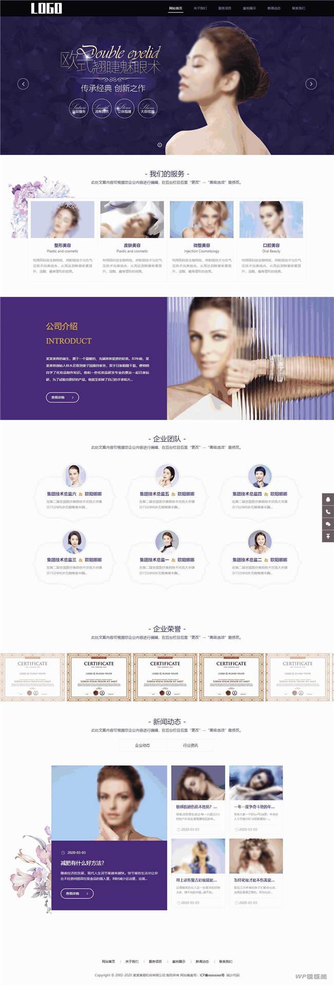 响应式自适应美容整形类网站Wordpress模板截图