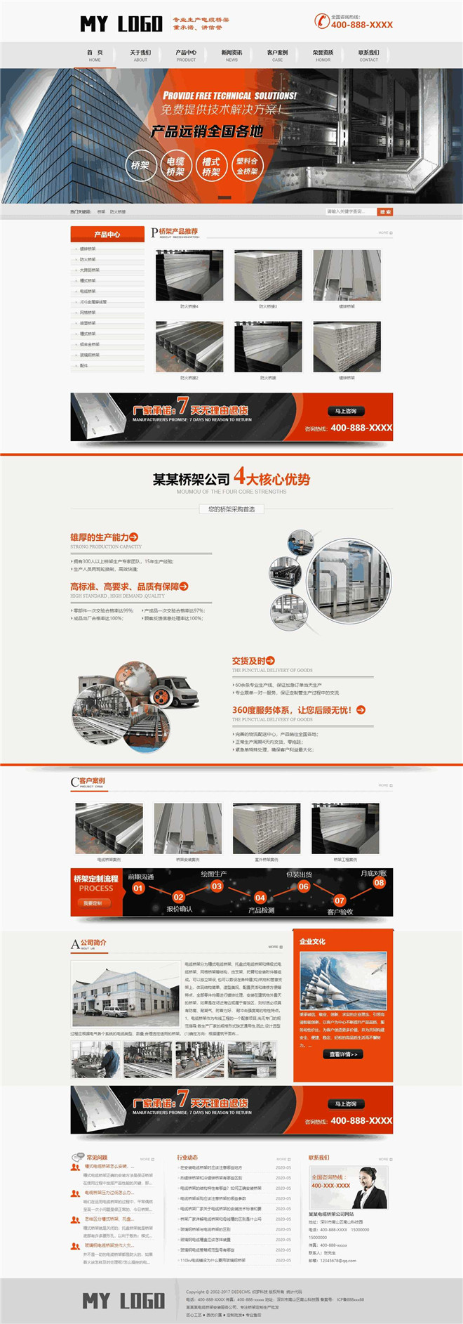 营销型电缆桥架生产销售服务公司网站模板截图