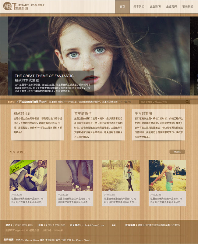 木纹精致棕色宽屏wordpress主题模板展示图