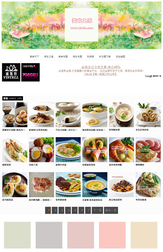 wordpress图片中文美食展示模板展示图