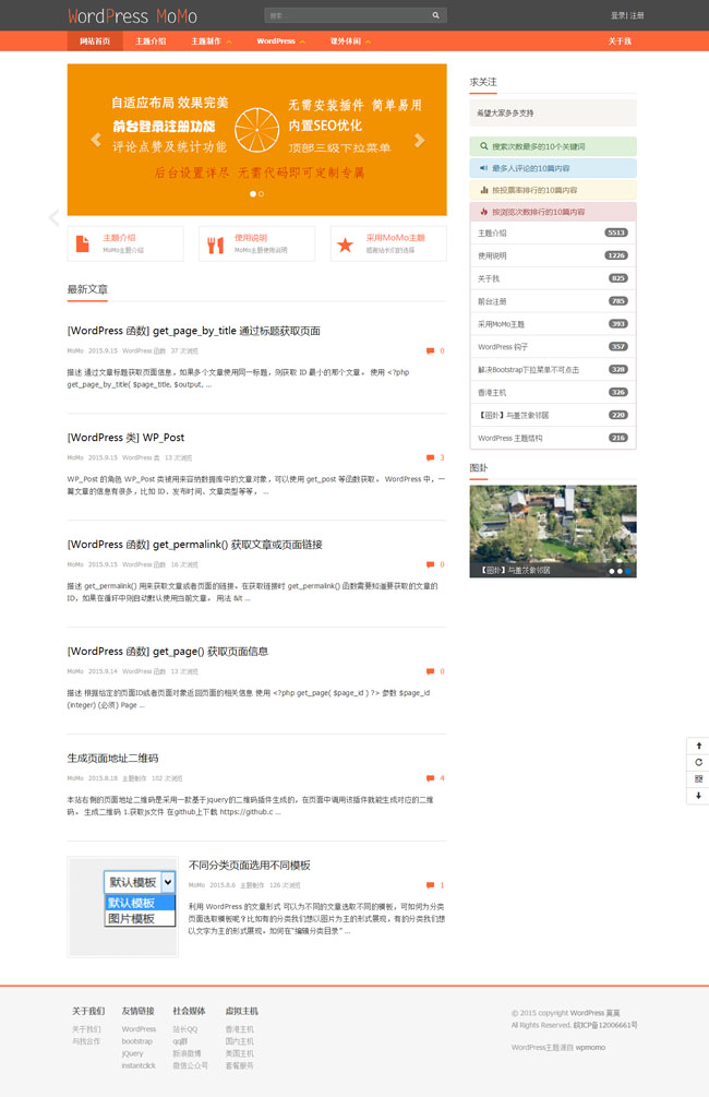 两栏响应式博客wordpress主题模板展示图