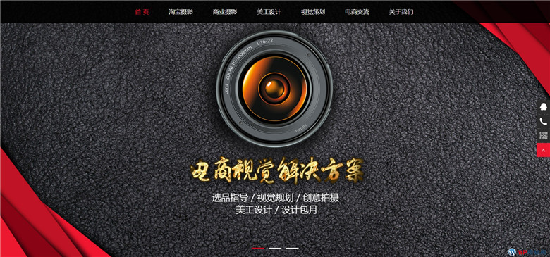 (自适应手机)响应式淘宝美工摄影店铺装修类WordPress模板演示图