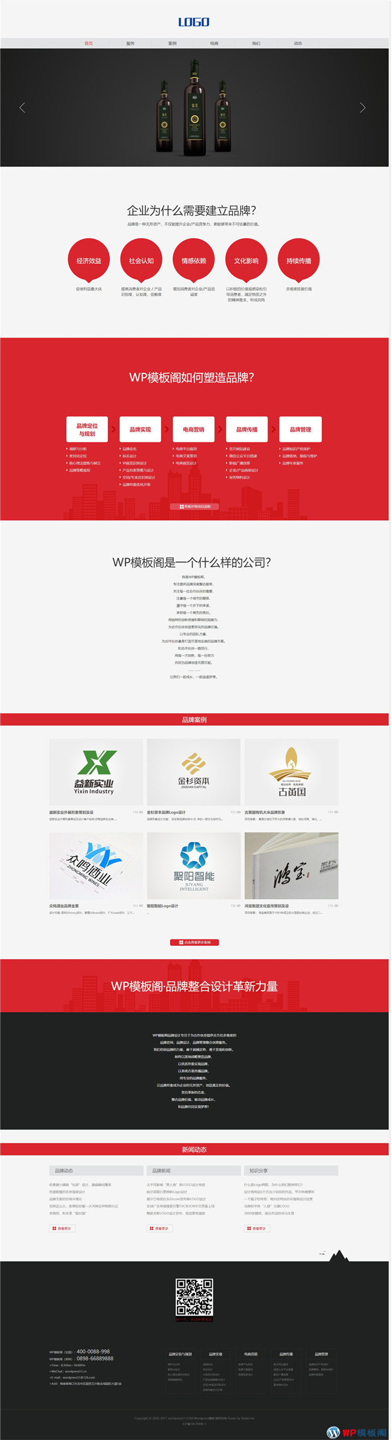 html5响应式自适应手机品牌设计类公司网站WordPress模板源码演示图