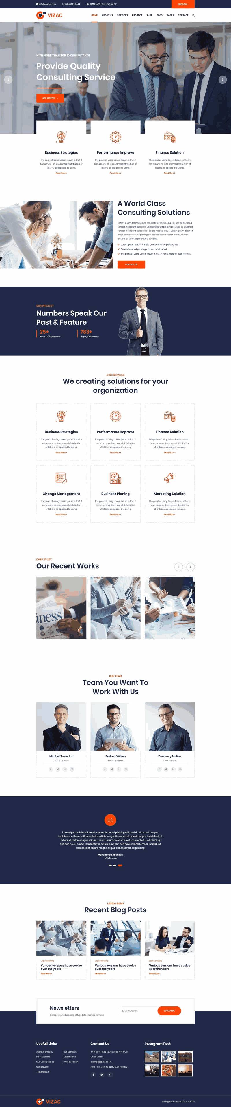 多用途的商务咨询bootstrap响应式网站Wordpress模板(带手机版)效果图