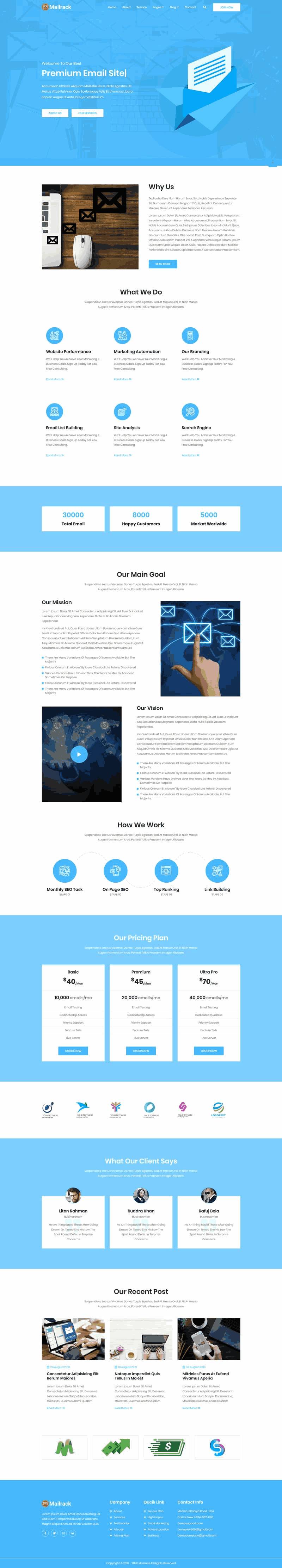 公司邮箱网络营销业务网站Wordpress模板(带手机版)效果图