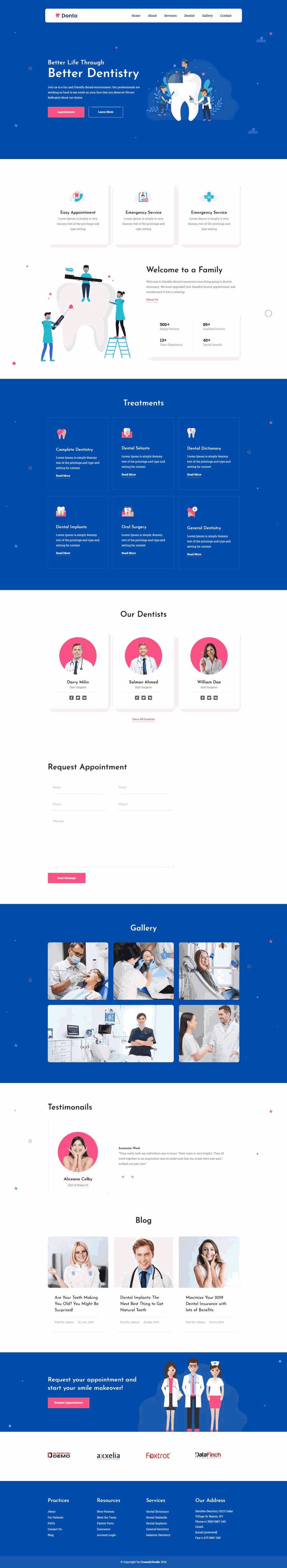 通用的牙科医疗诊所网站Wordpress模板（带手机版）效果图