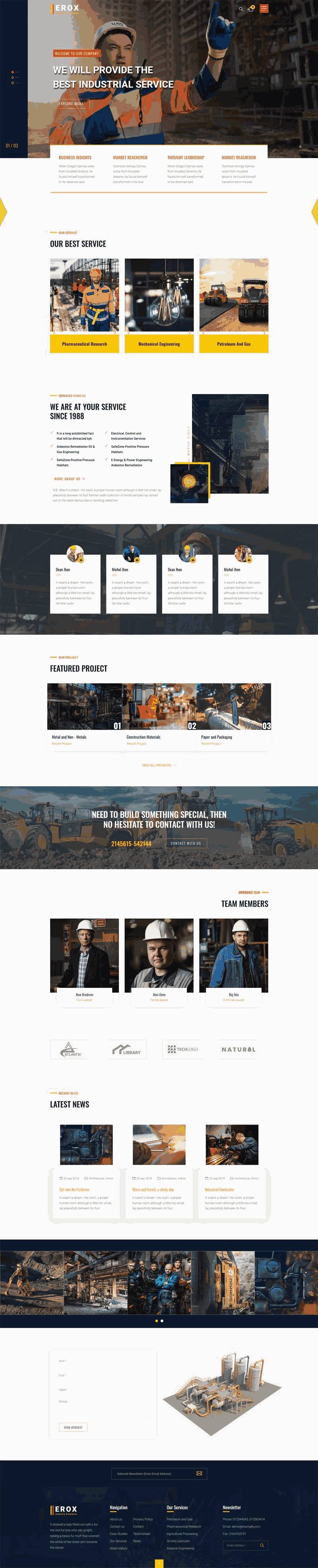 bootstrap响应式工业建筑工程网站Wordpress模板(带手机版)效果图