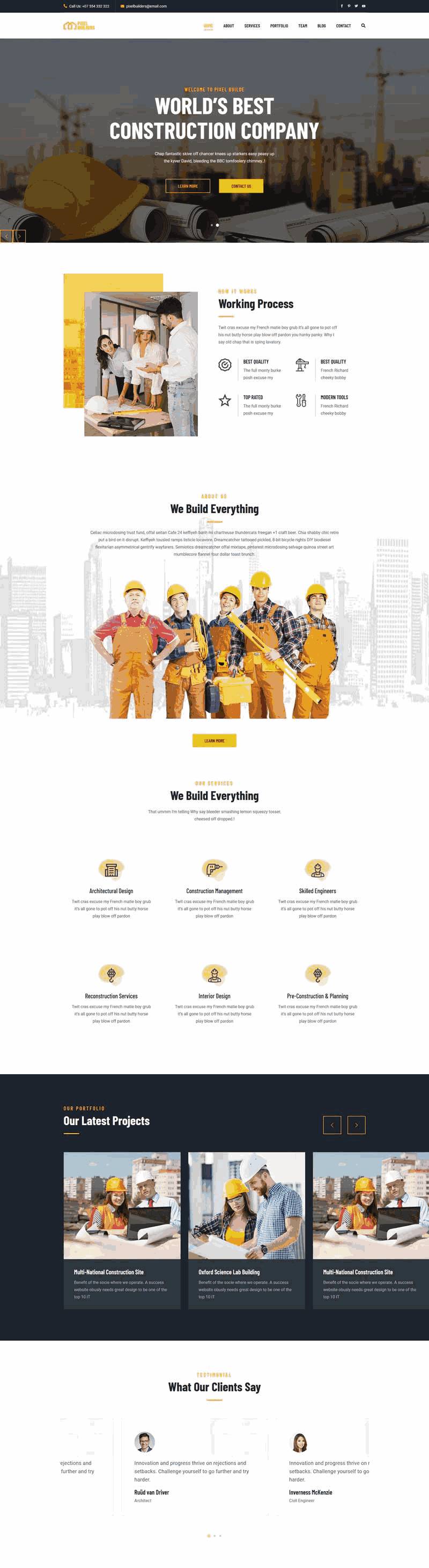 建筑设计公司网站自适应Wordpress模板（带手机版）效果图