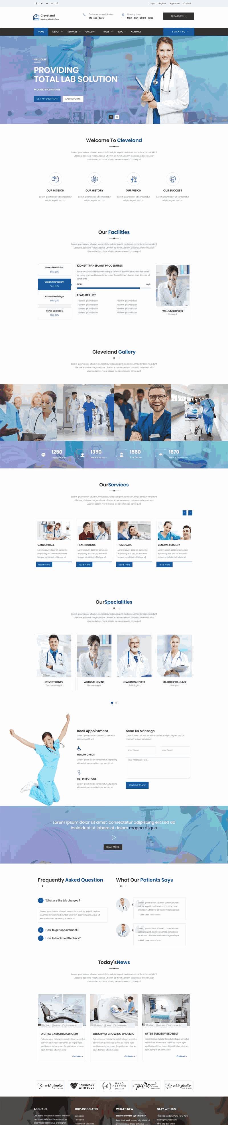 bootstrap响应式医疗健康体检机构网站Wordpress模板(带手机版)效果图