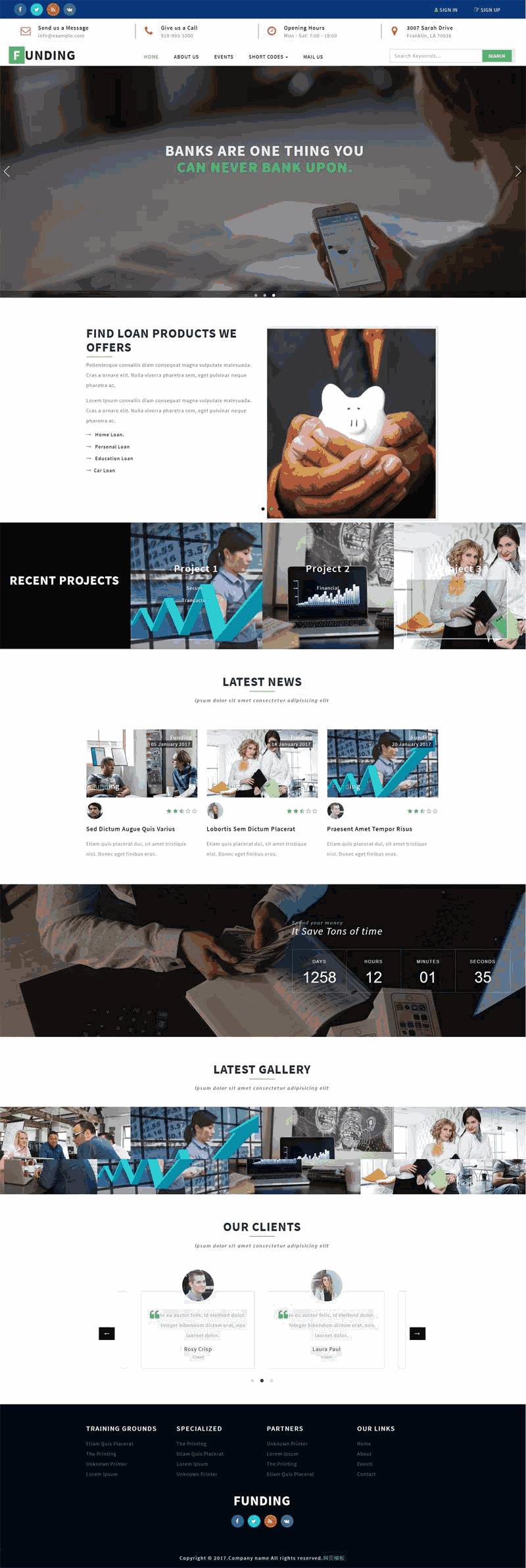 自适应的金融投资理财公司网站Wordpress模板(带手机版)效果图