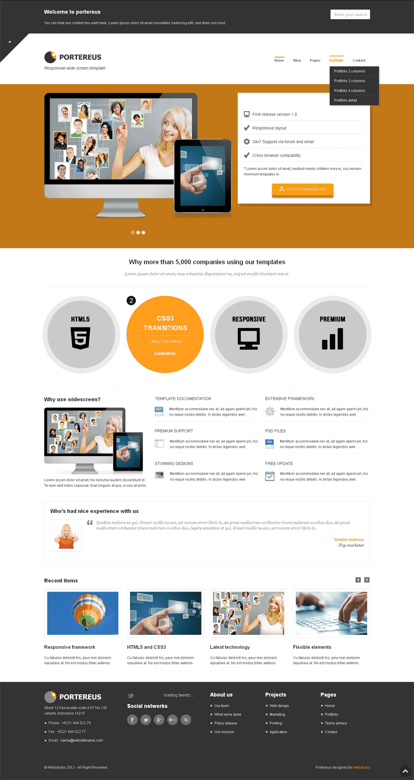 html5+css3网站设计公司产品展示网站Wordpress模板(带手机版)效果图