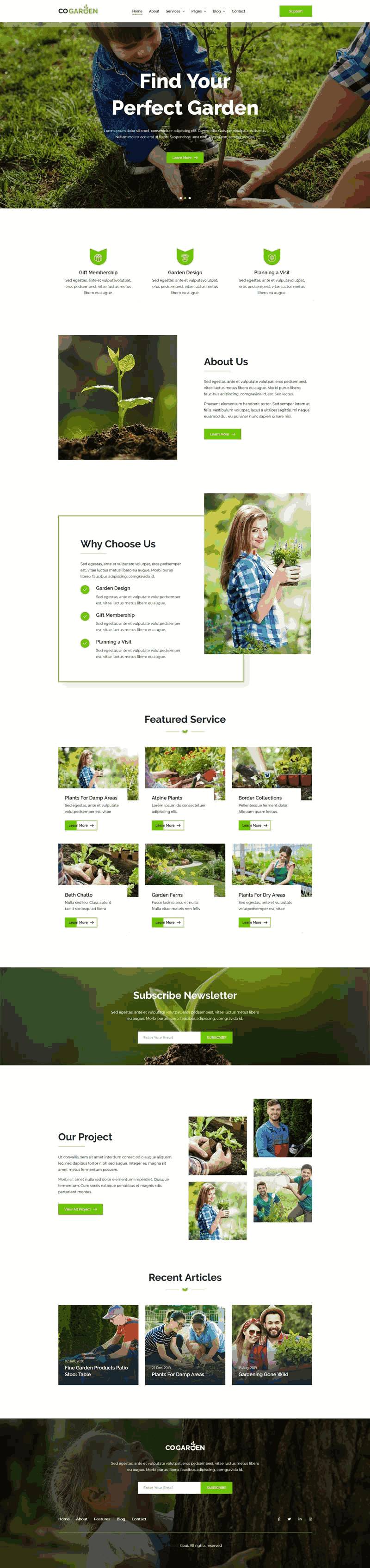 园林绿化种植公司网站Wordpress模板(带手机版)效果图
