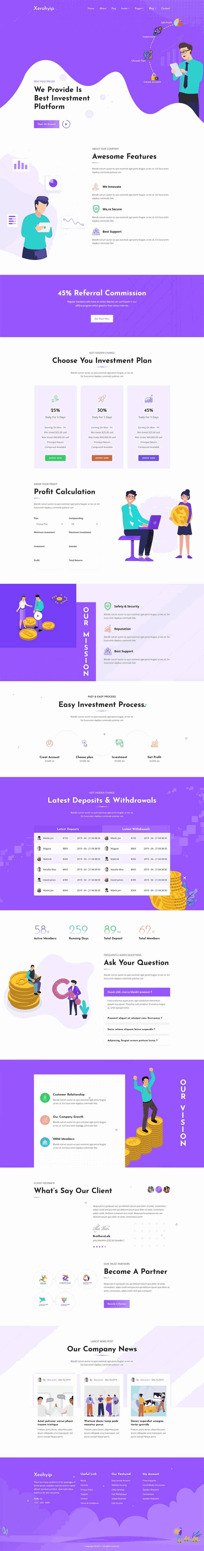 货币金融投资网站Wordpress模板(带手机版)效果图