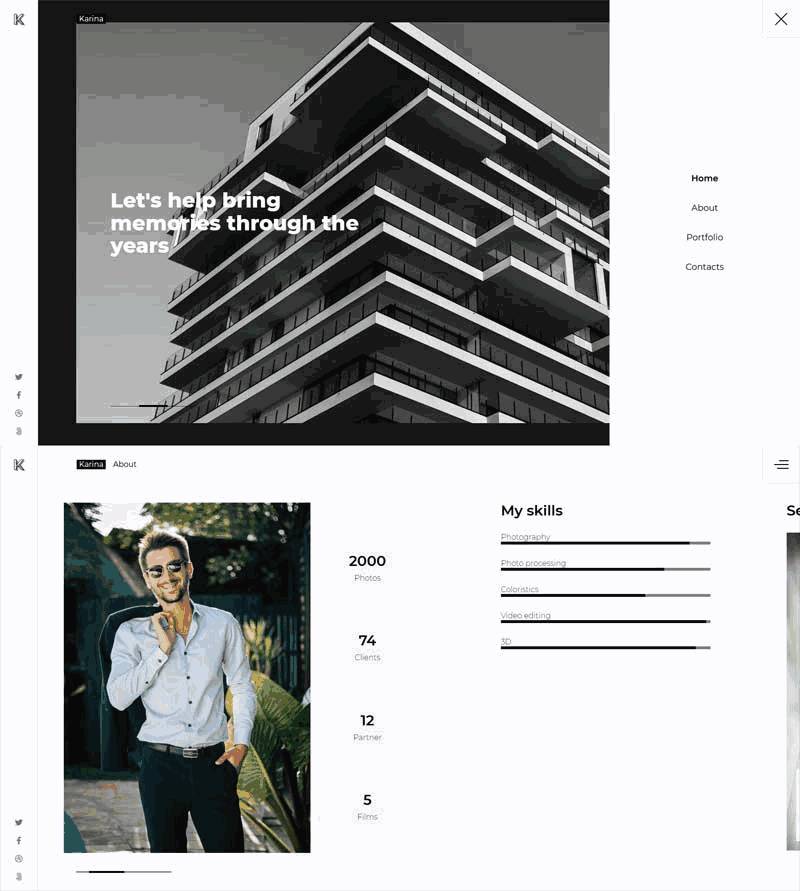 摄影作品个人技能展示网站Wordpress模板(带手机版)效果图