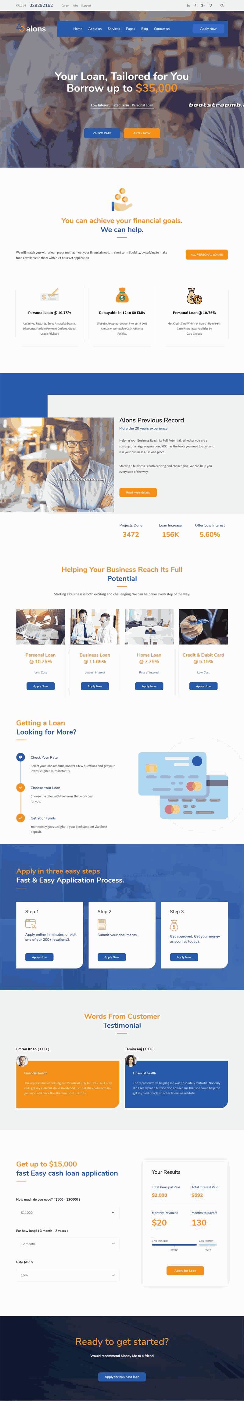 bootstrap响应式银行金融服务公司网站Wordpress模板（带手机版）效果图