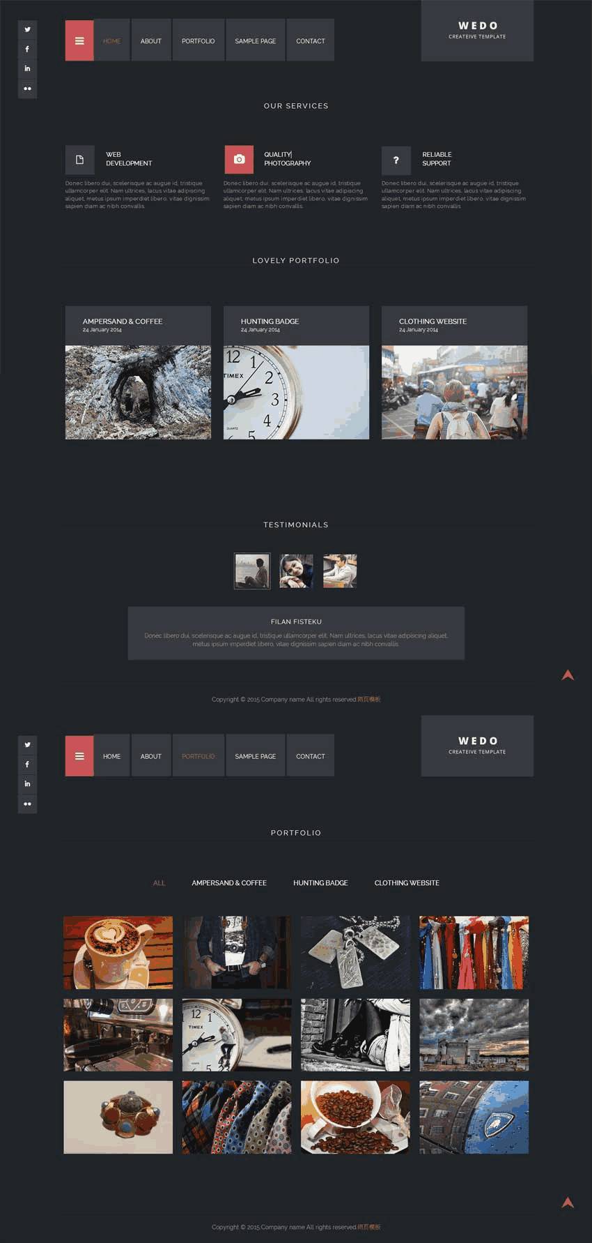 黑色的公司咨询网站Wordpress模板(带手机版)效果图